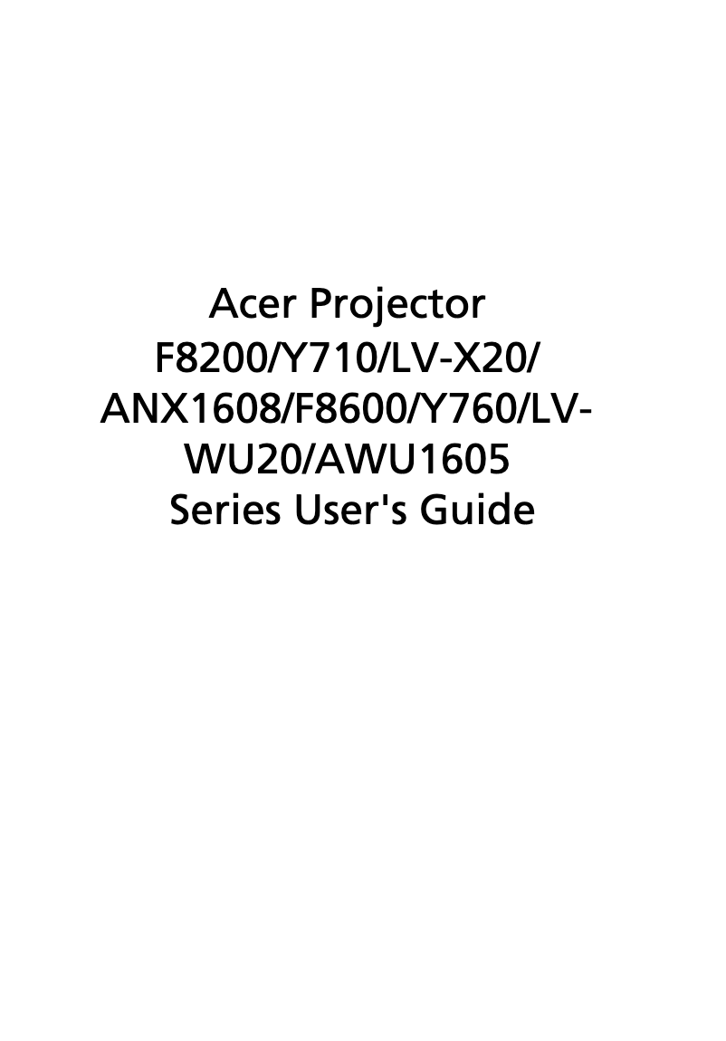 Page 1 de la notice Manuel utilisateur Acer LV-WU20
