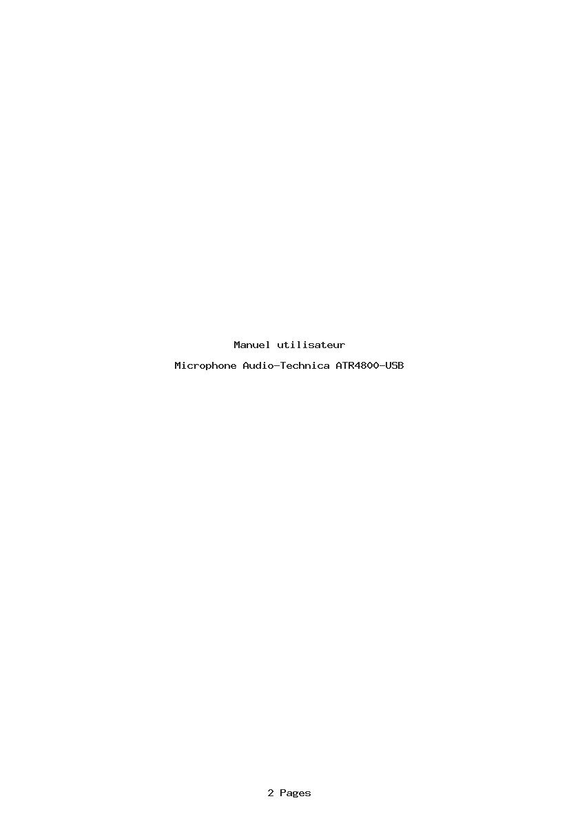 Page 1 de la notice Manuel utilisateur Audio-Technica ATR4800-USB