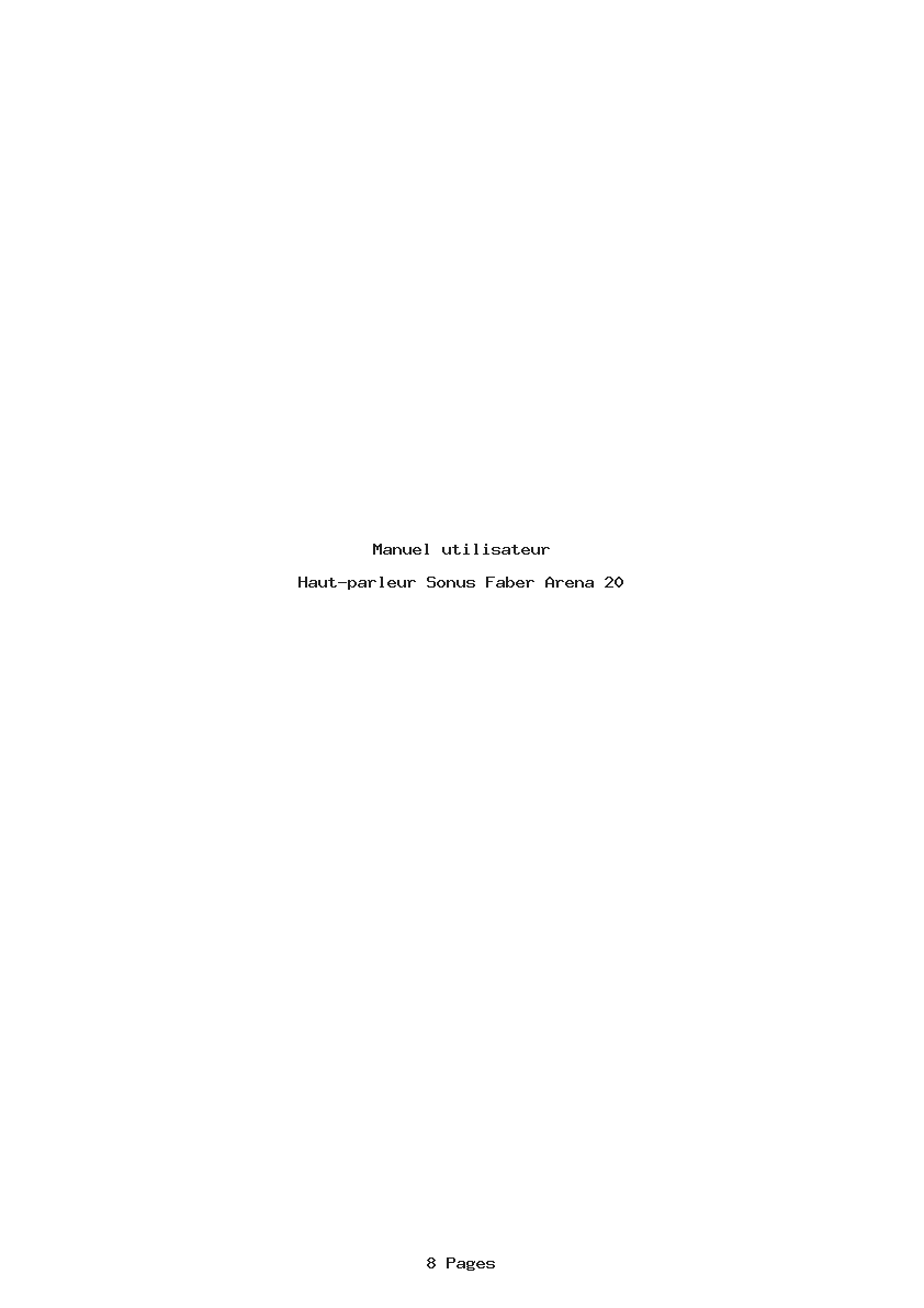 Page 1 de la notice Manuel utilisateur Sonus Faber Arena 20