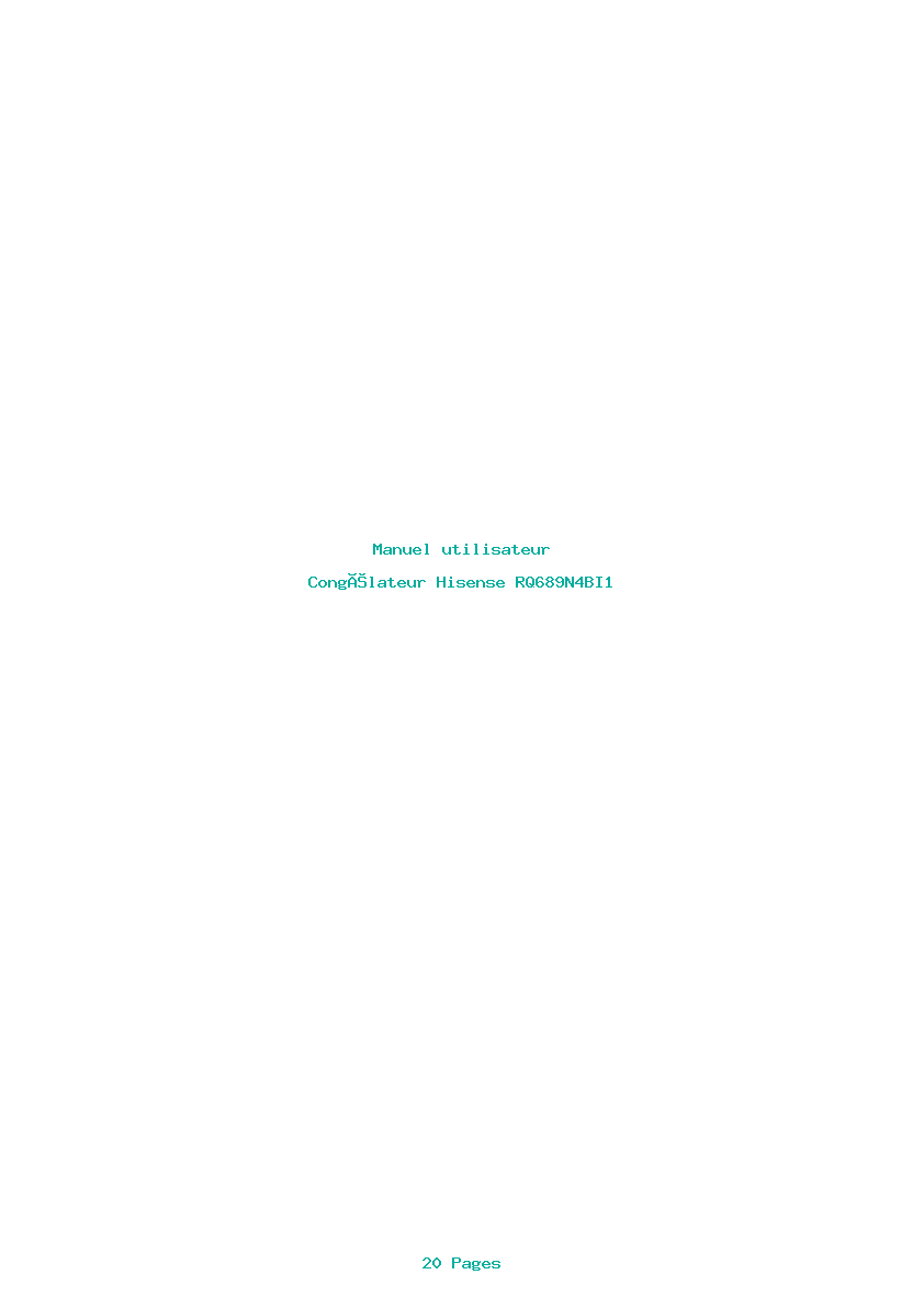 Page 1 de la notice Manuel utilisateur Hisense RQ689N4BI1