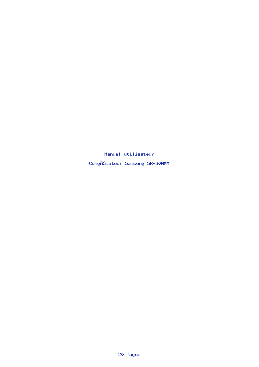 Page 1 de la notice Manuel utilisateur Samsung SR-30NMA