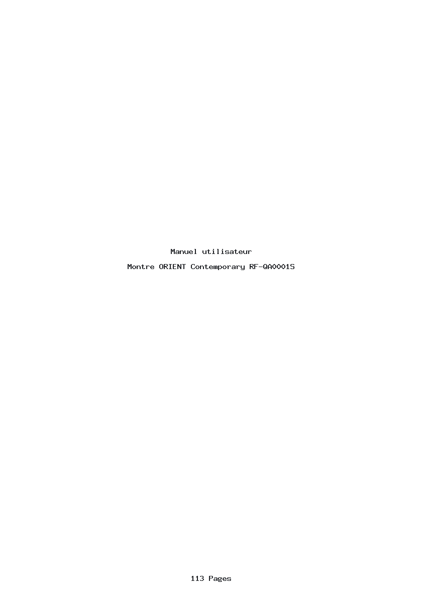 Page 1 de la notice Manuel utilisateur ORIENT Contemporary RF-QA0001S