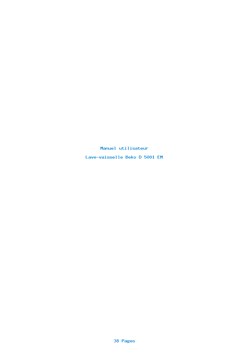 Page 1 de la notice Manuel utilisateur Beko D 5001 EM