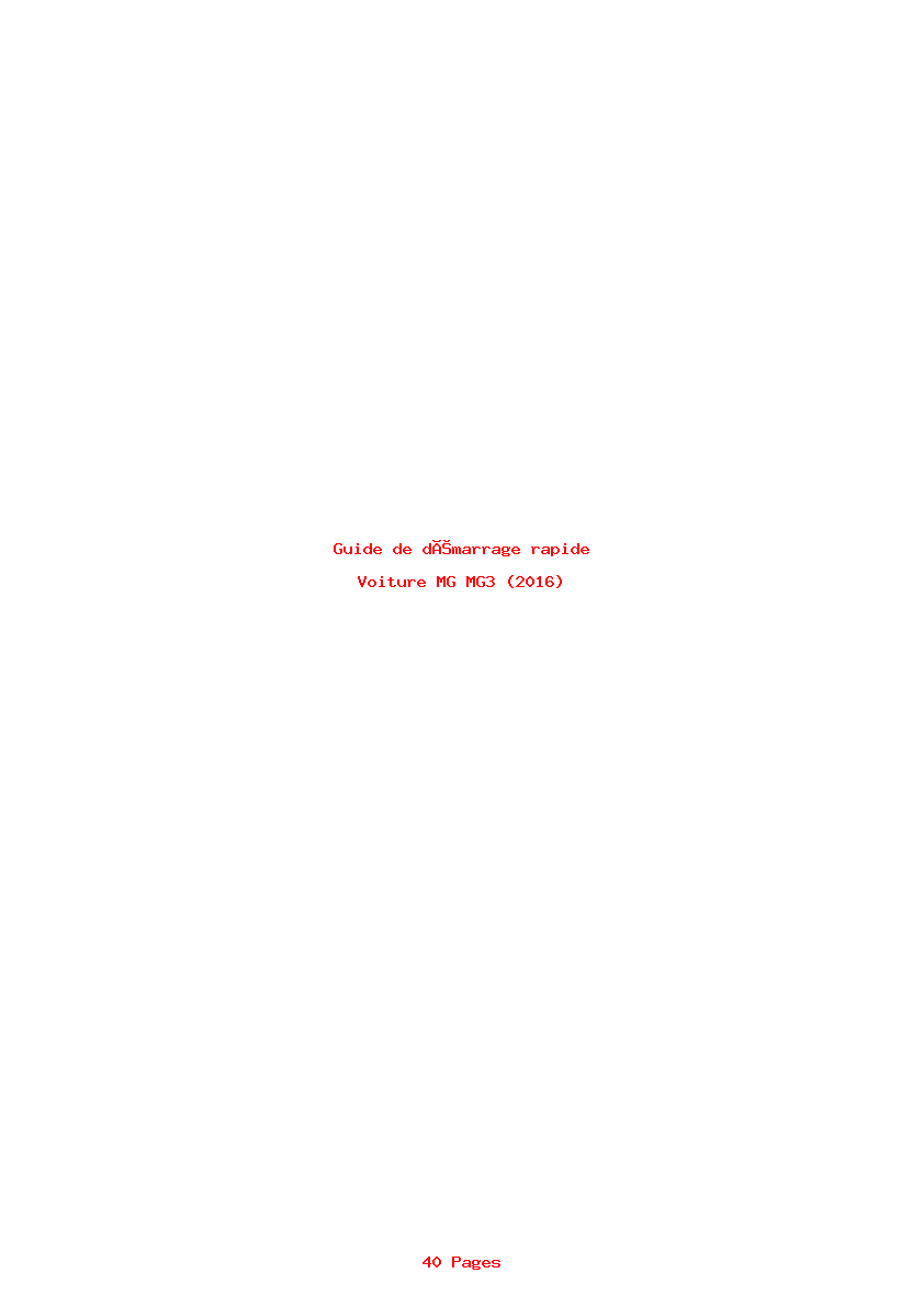 Page 1 de la notice Guide de démarrage rapide MG MG3 (2016)