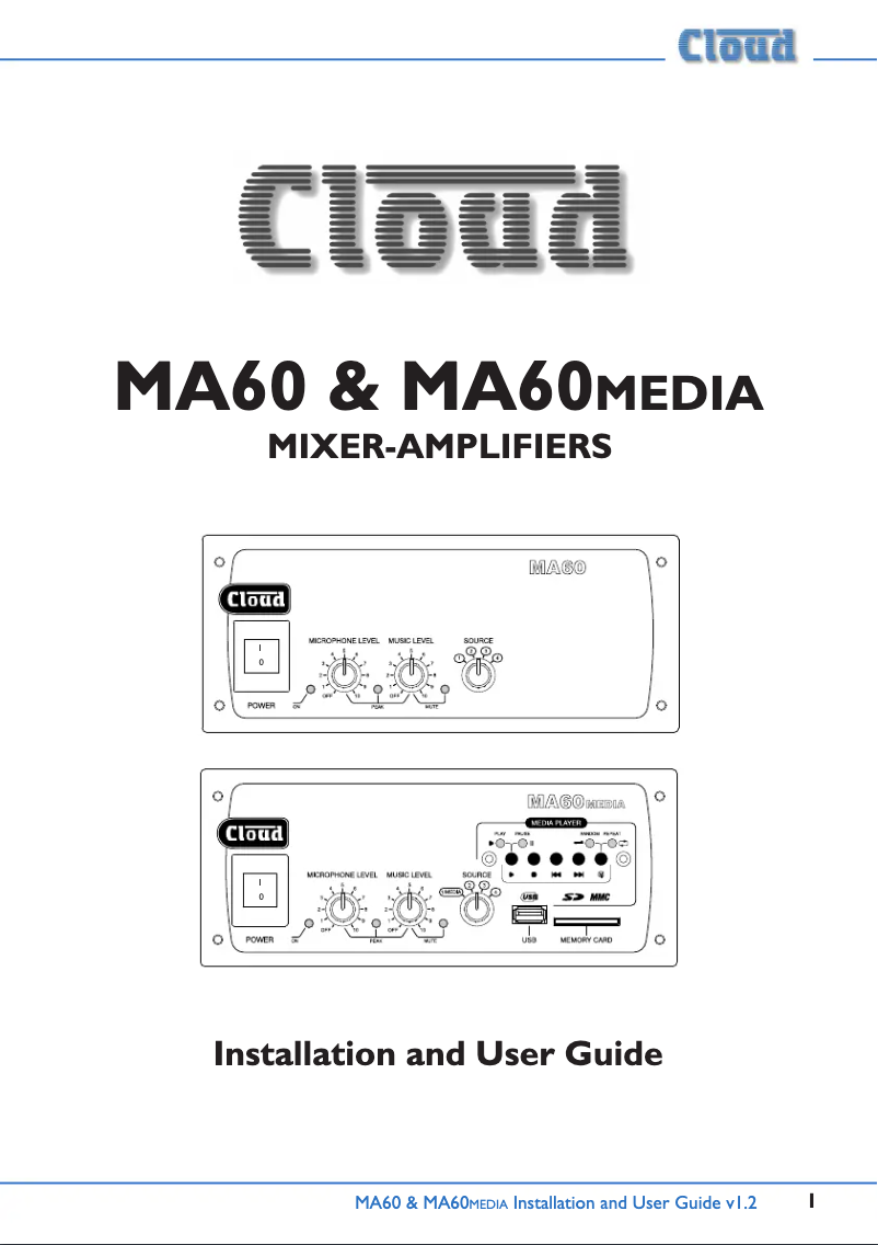 Page 1 de la notice Manuel utilisateur Cloud MA60T