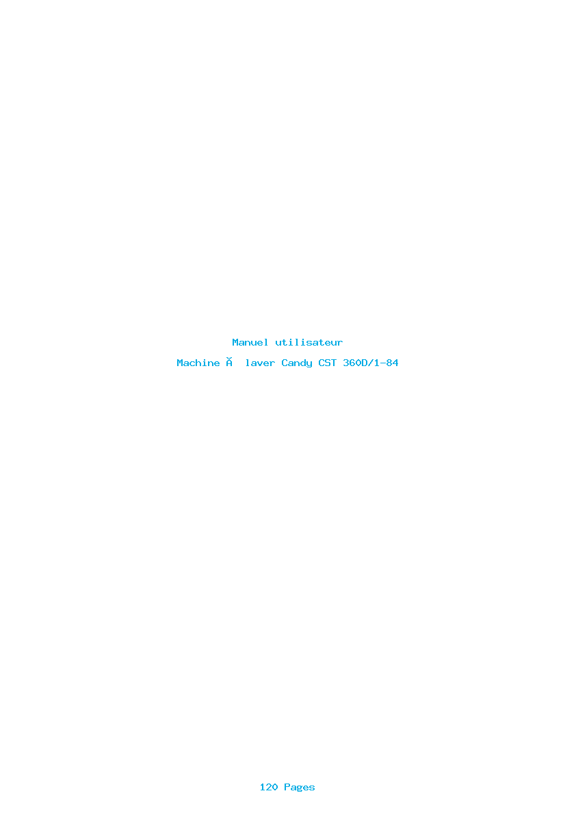 Page 1 de la notice Manuel utilisateur Candy CST 360D/1-84