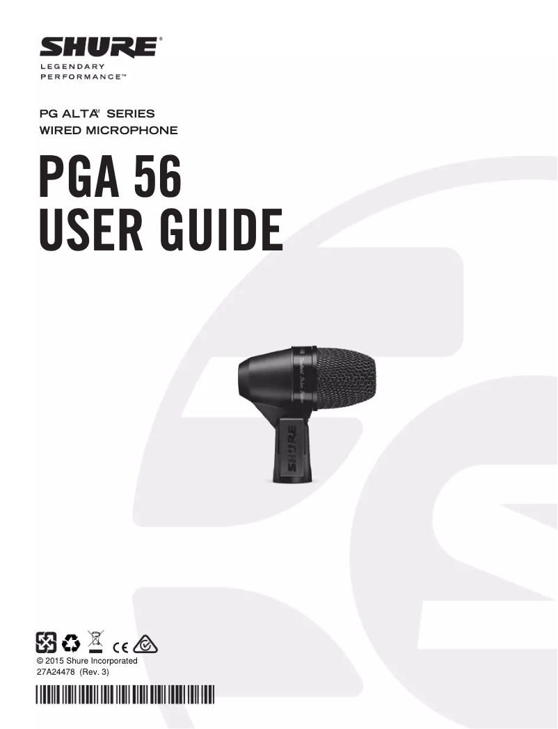 Page 1 of the manual User Manual Shure PGA 56
