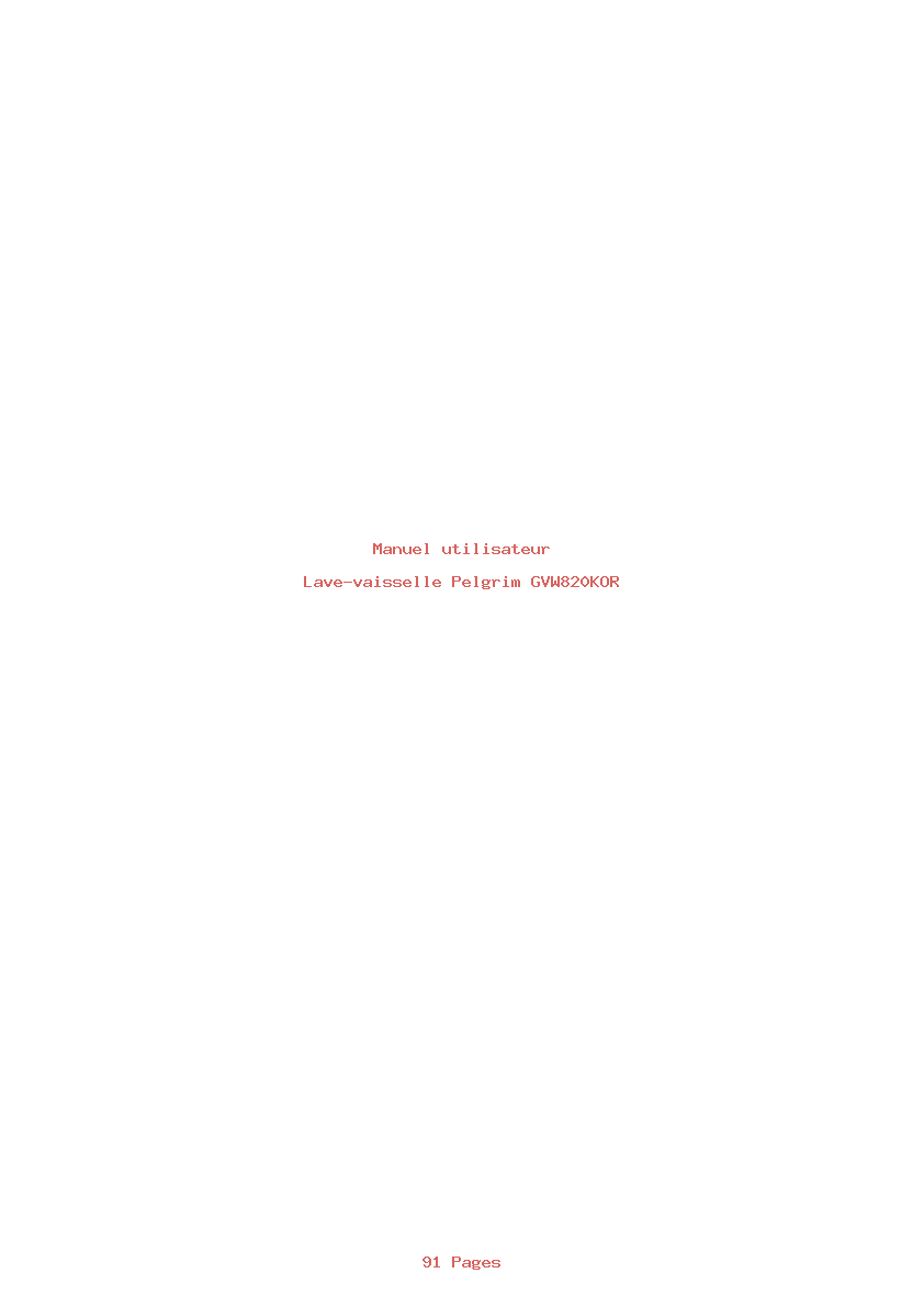Page 1 de la notice Manuel utilisateur Pelgrim GVW820KOR