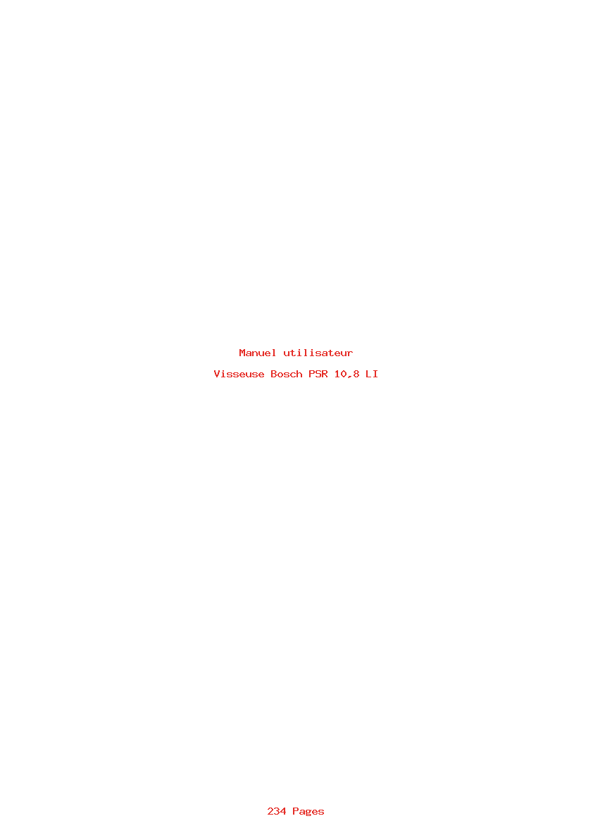 Page 1 de la notice Manuel utilisateur Bosch PSR 10,8 LI