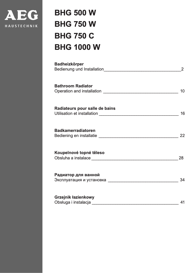 Página 1 del manual Manual de usuario AEG BHG 1000W