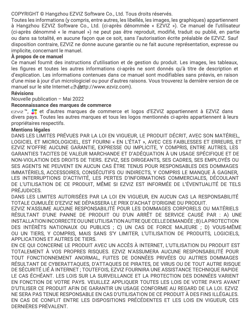 Page 1 de la notice Manuel utilisateur EZVIZ DB2