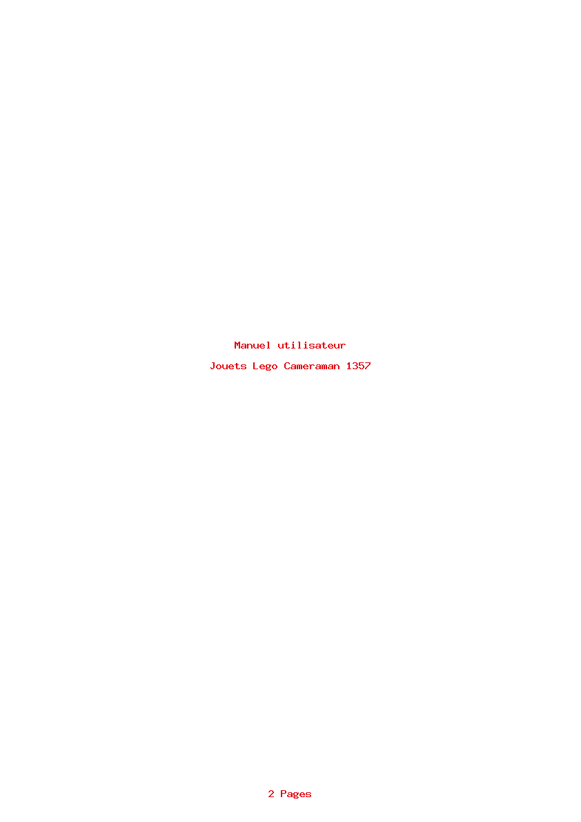 Page 1 de la notice Manuel utilisateur Lego Cameraman 1357