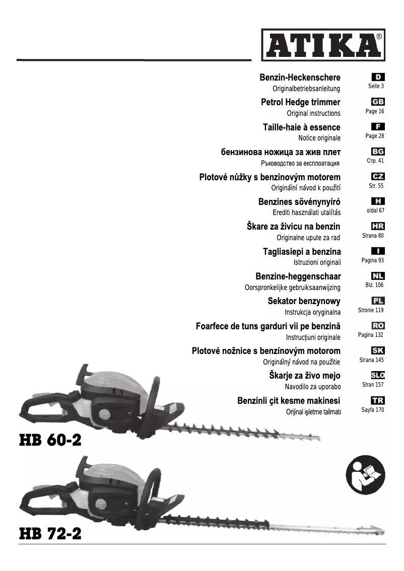 Page 1 de la notice Manuel utilisateur ATIKA HB 60-2