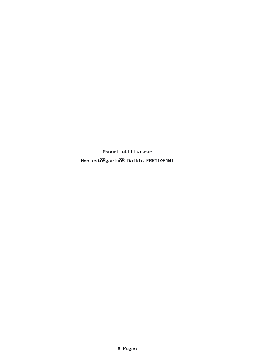 Page 1 de la notice Manuel utilisateur Daikin ERRA10EAW1