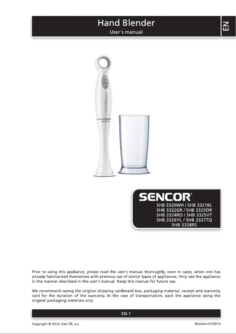 Page 1 de la notice Manuel utilisateur Sencor SHB 3328RS