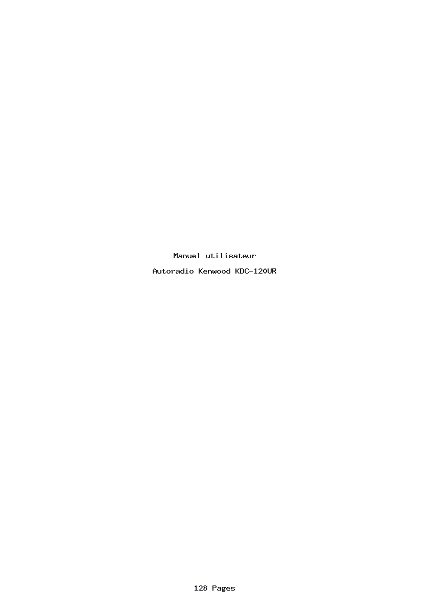 Page 1 de la notice Manuel utilisateur Kenwood KDC-120UR