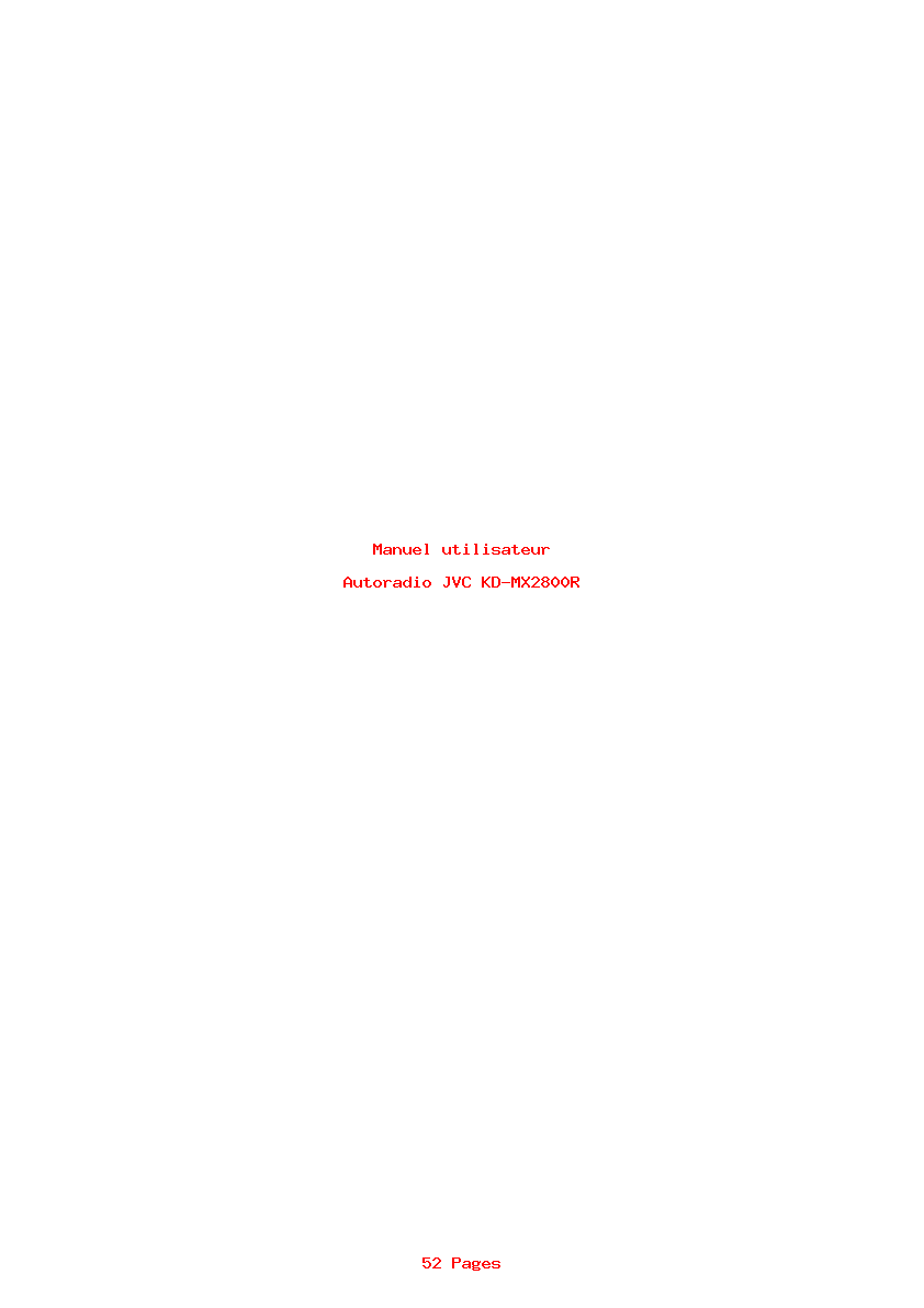 Page 1 de la notice Manuel utilisateur JVC KD-MX2800R