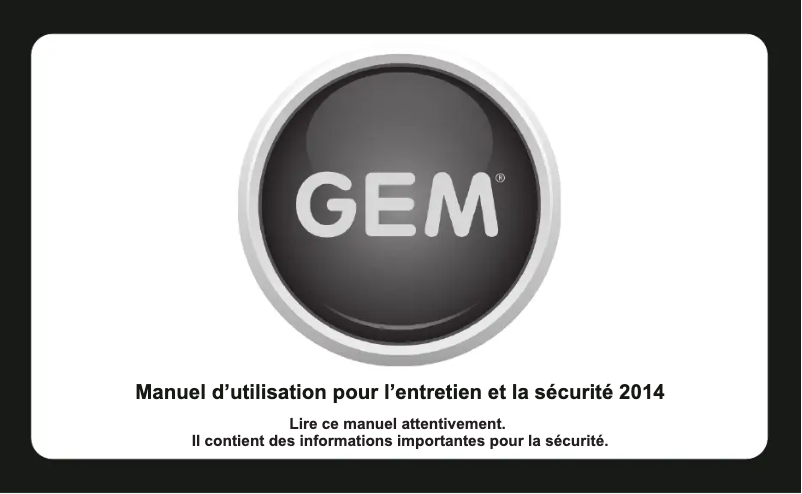 Page 1 de la notice Manuel utilisateur GEM xL XD (2014)