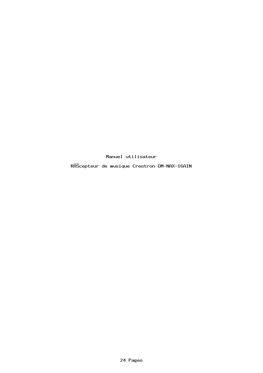 Page 1 de la notice Manuel utilisateur Crestron DM-NAX-16AIN