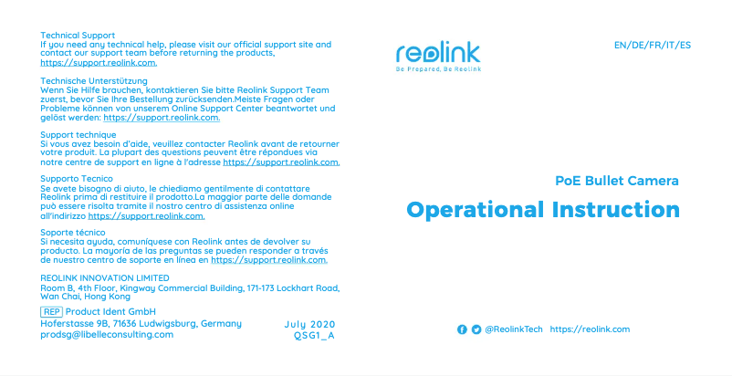 Page 1 de la notice Manuel utilisateur Reolink RLC-510A