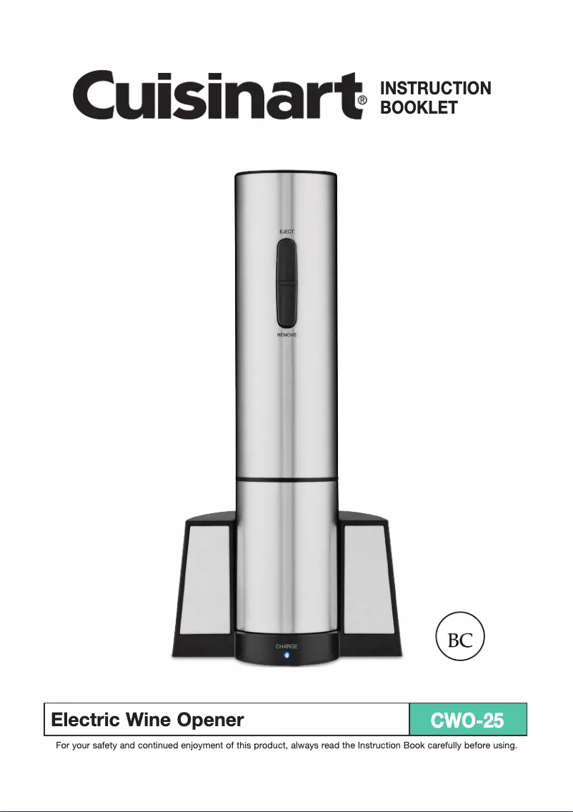 Page 1 de la notice Manuel utilisateur Cuisinart CWO-25