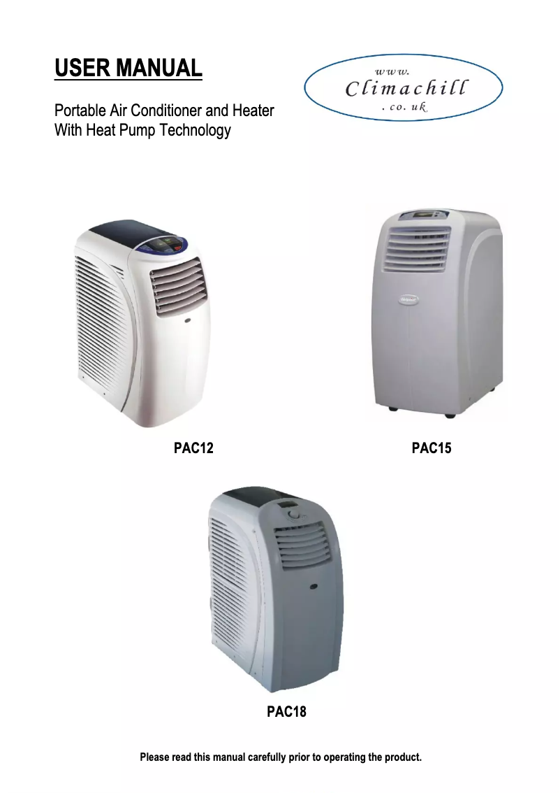 Página 1 del manual Manual de usuario Climachill PAC18