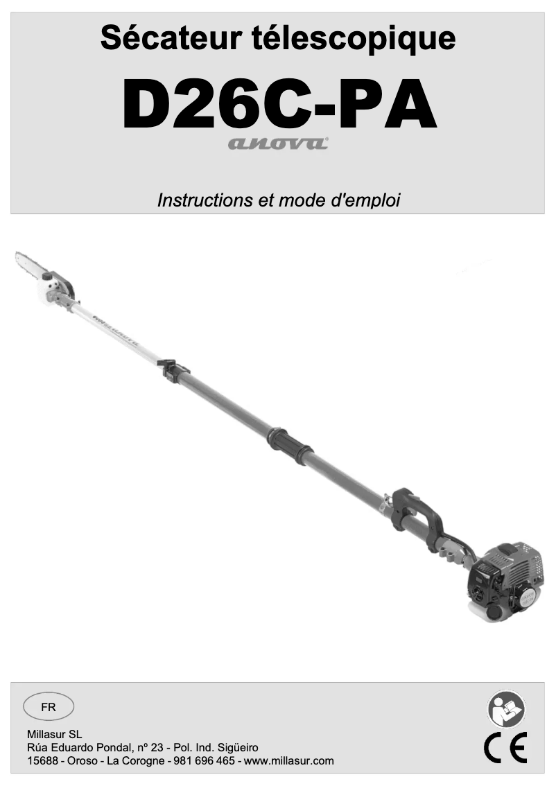 Page 1 de la notice Manuel utilisateur Anova D26C-PA