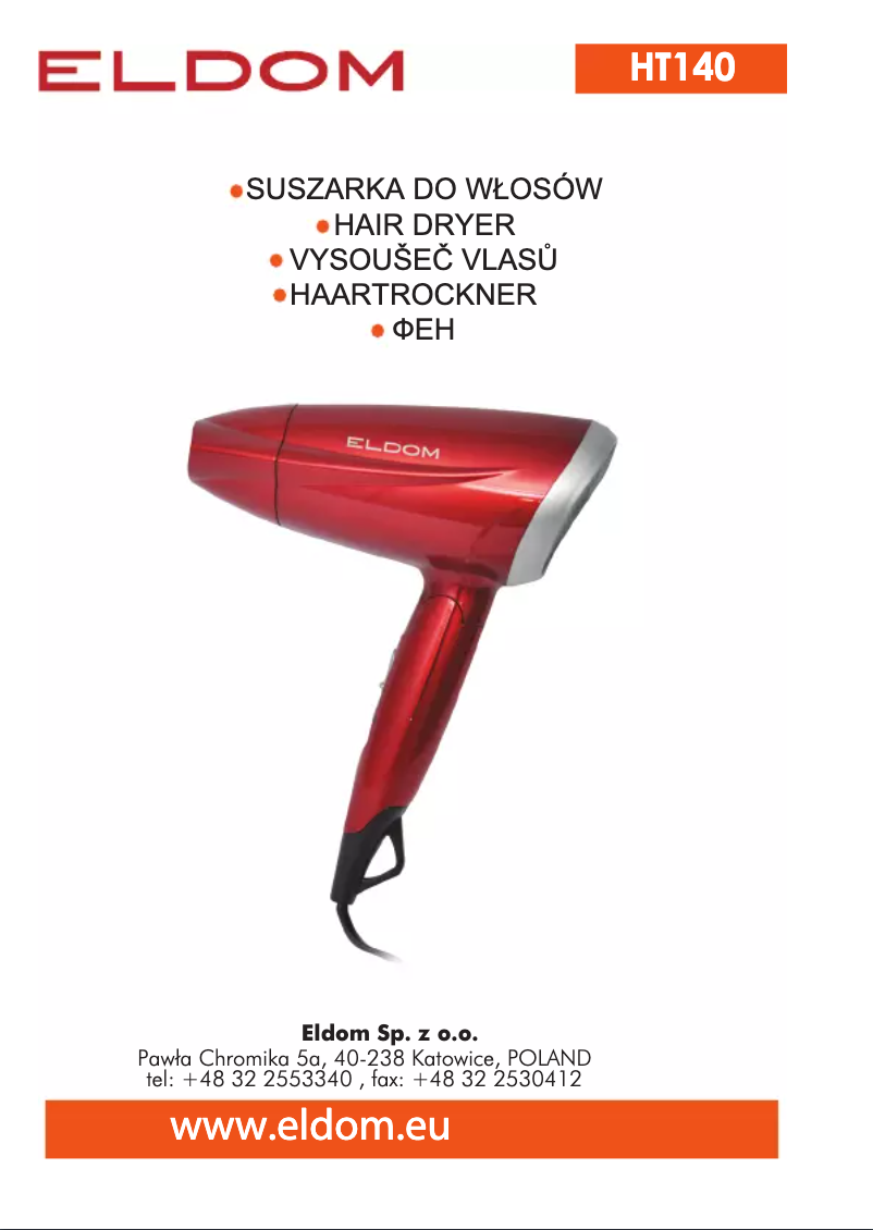 Page 1 of the manual User Manual Eldom HT140