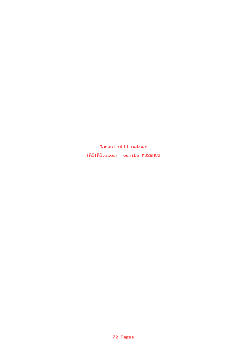 Page 1 de la notice Manuel utilisateur Toshiba MD26H82