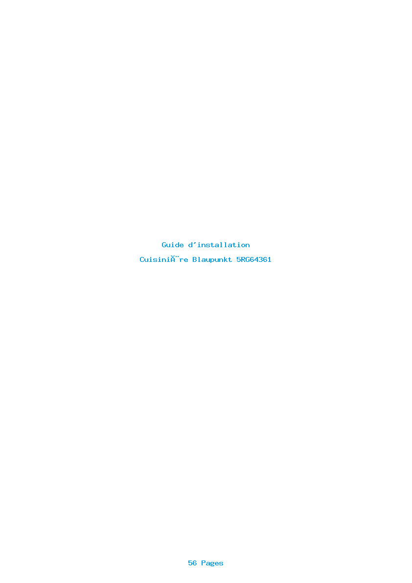 Page 1 de la notice Guide d'installation Blaupunkt 5RG64361