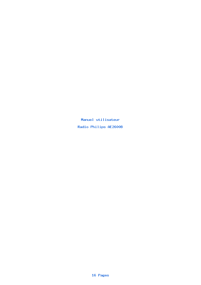 Page 1 de la notice Manuel utilisateur Philips AE2600B
