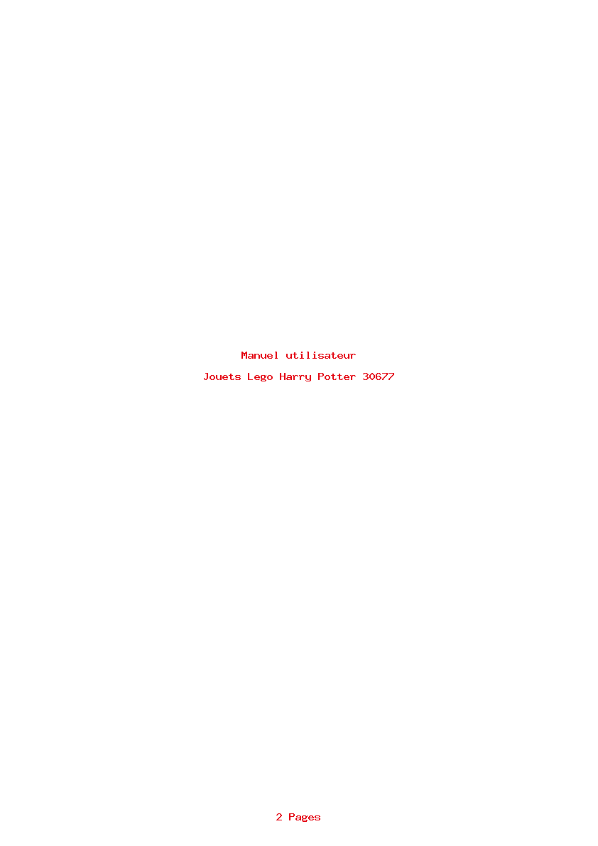 Page 1 de la notice Manuel utilisateur Lego Harry Potter 30677