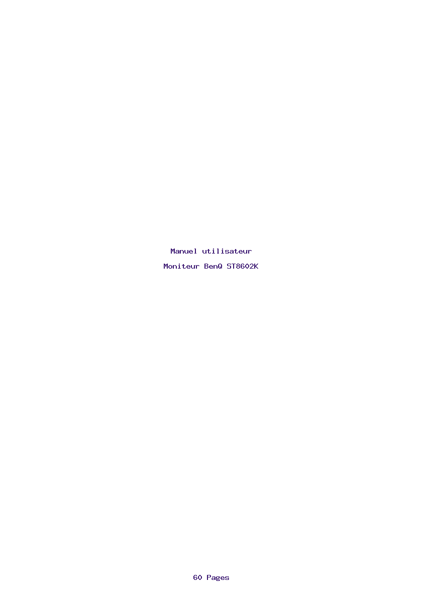 Page 1 de la notice Manuel utilisateur BenQ ST8602K