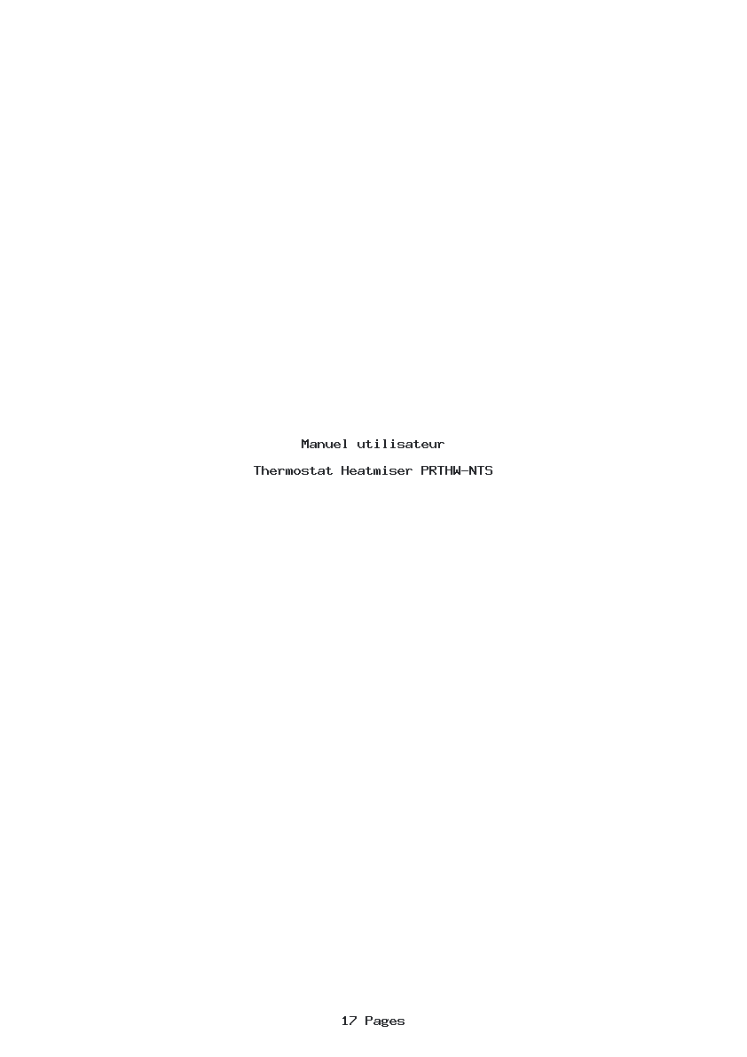 Page 1 de la notice Manuel utilisateur Heatmiser PRTHW-NTS