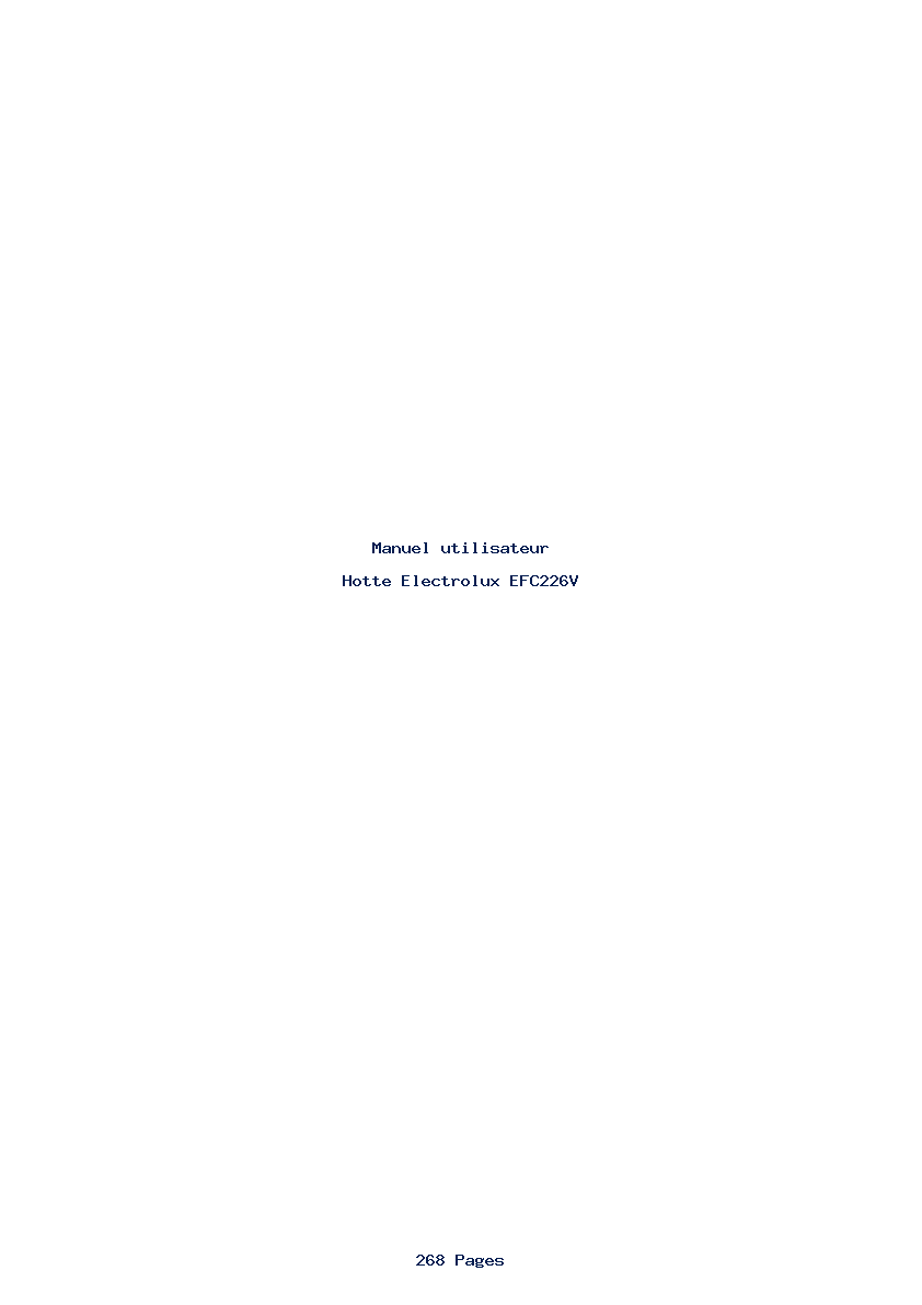 Page 1 de la notice Manuel utilisateur Electrolux EFC226V