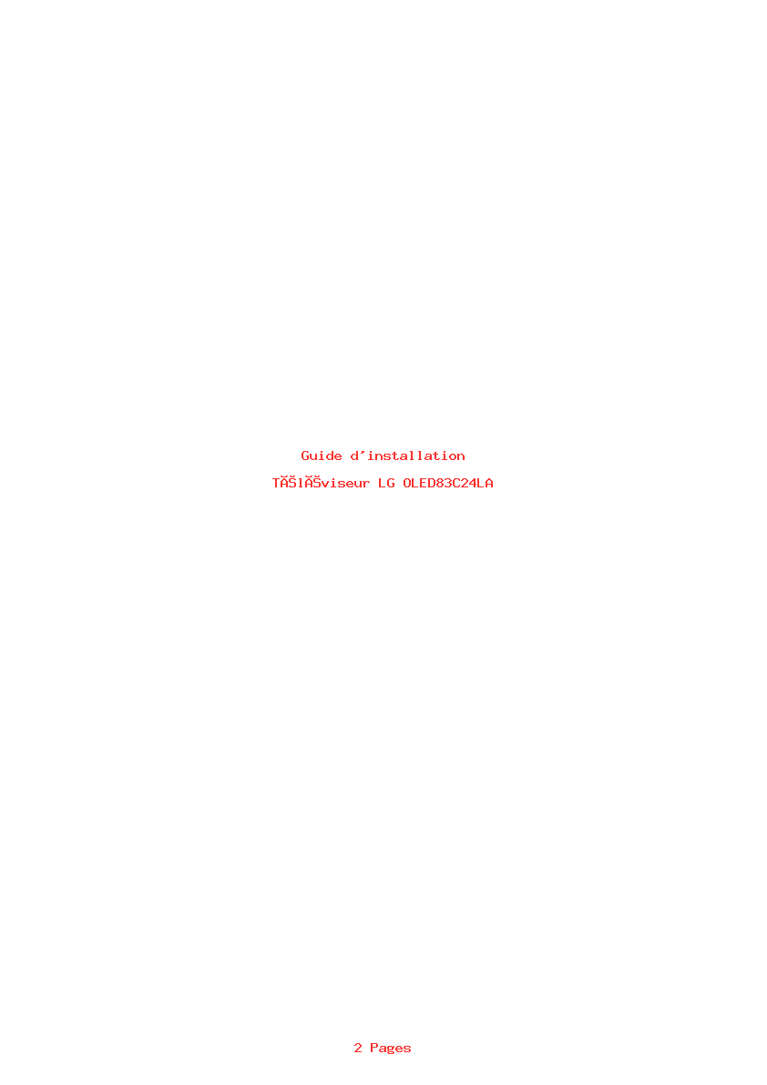 Page 1 de la notice Guide d'installation LG OLED83C24LA
