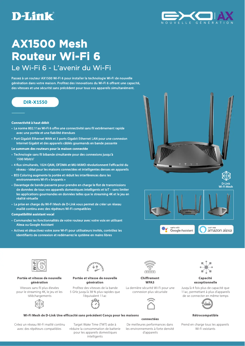 Page 1 de la notice Fiche technique D-Link DIR-X1550