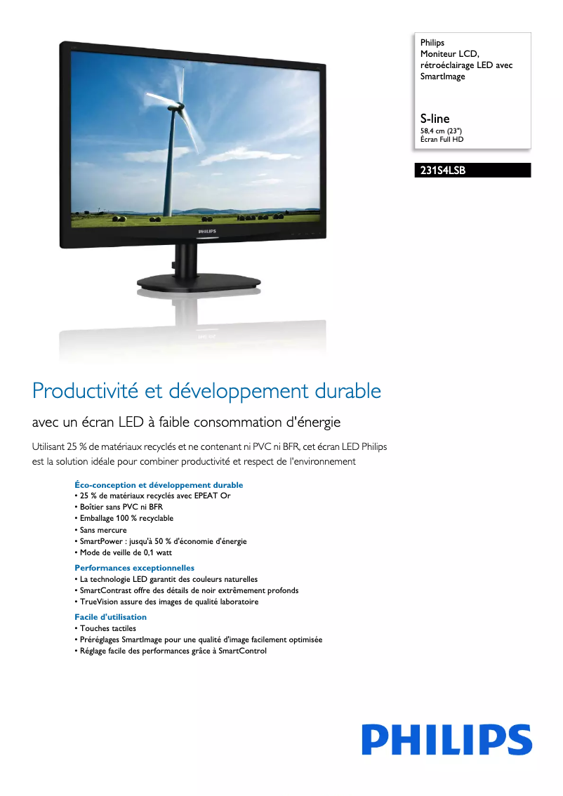 Image de la première page du manuel de l'appareil Brilliance 231S4LSB