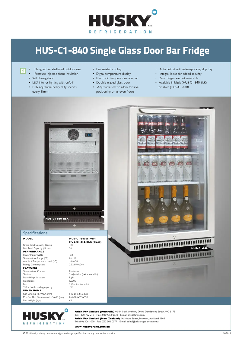 Página 1 del manual Ficha técnica Husky HUS-C1-840-BLK