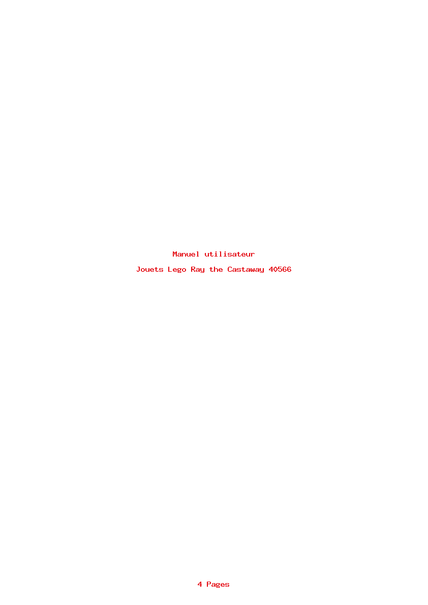 Page 1 de la notice Manuel utilisateur Lego Ray the Castaway 40566