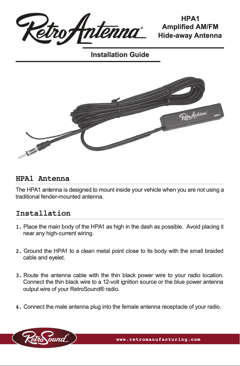 Page 1 de la notice Manuel utilisateur RetroSound HPA-1