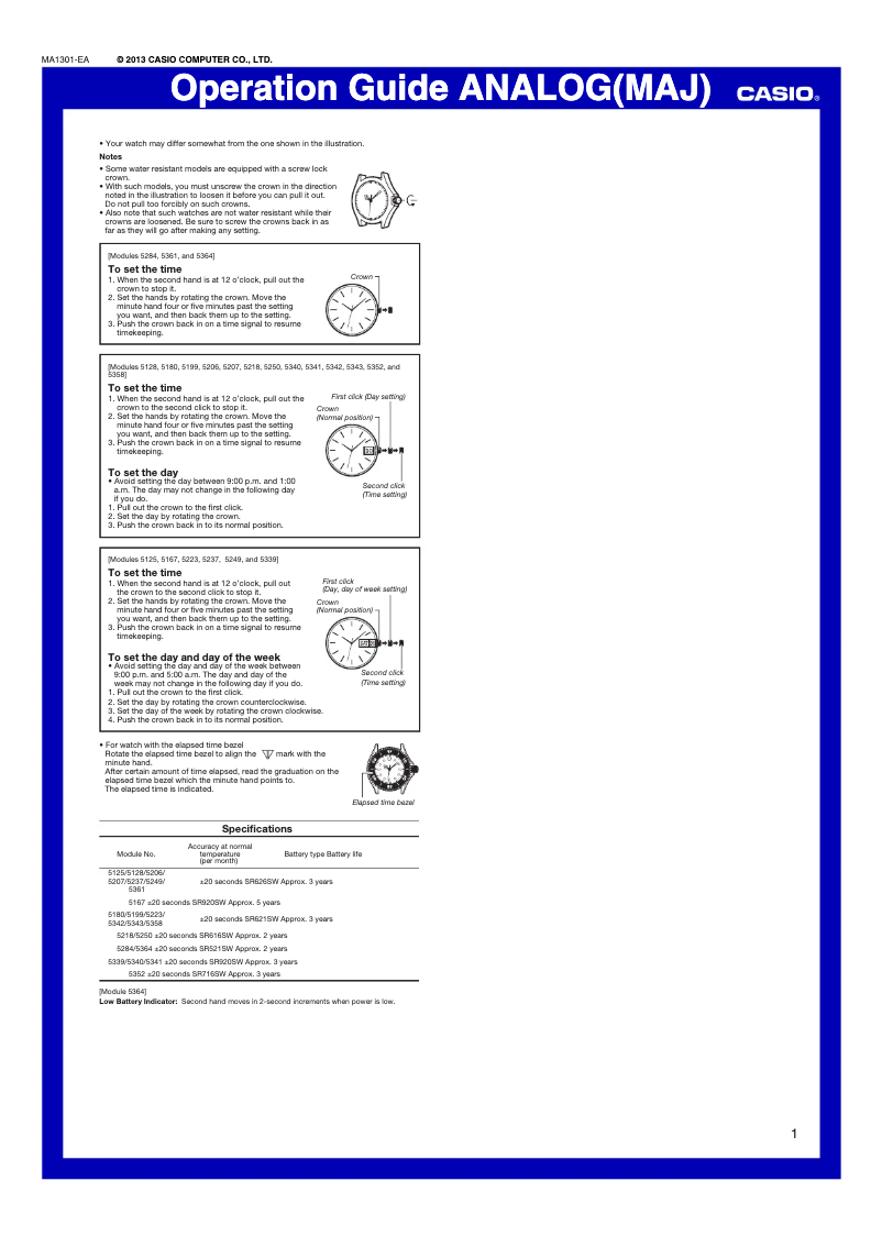 Page 1 de la notice Manuel utilisateur Casio LTP-E117D-7AEF