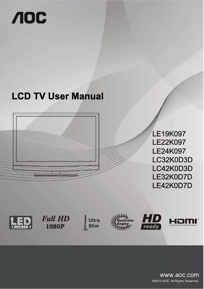 Page 1 of the manual User Manual AOC LC42K0D3D
