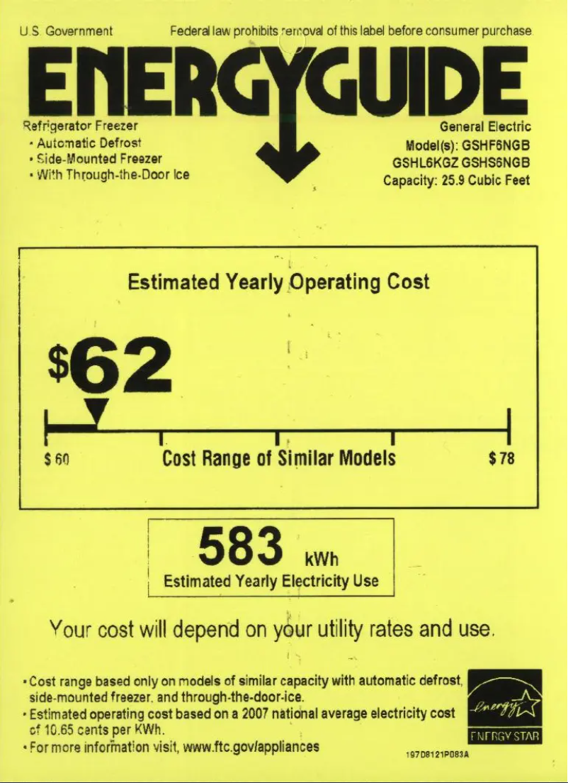 Page 1 of the manual Energy Label GE GSHS6NGBSS