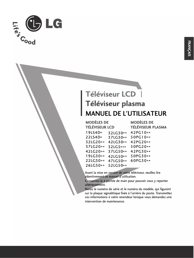 Page 1 de la notice Manuel utilisateur LG 423000