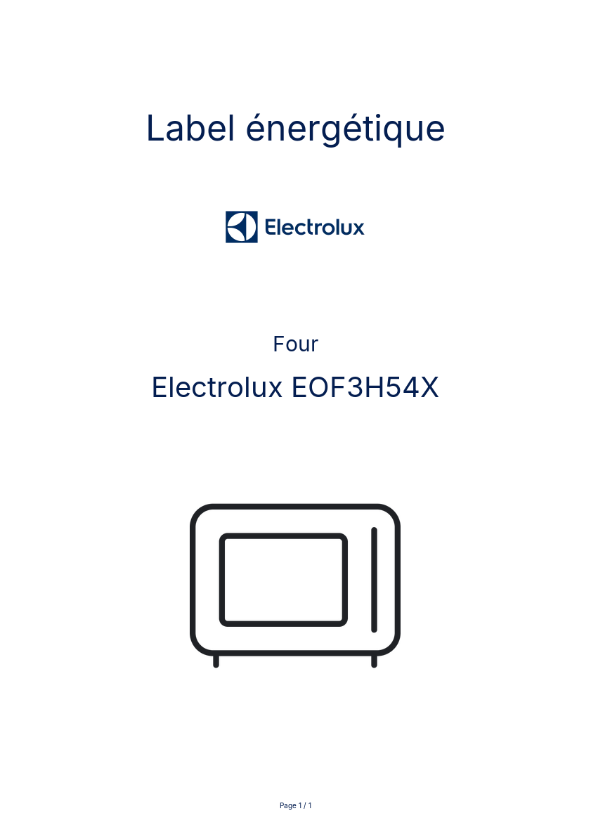 Page 1 de la notice Label énergétique Electrolux EOF3H54X