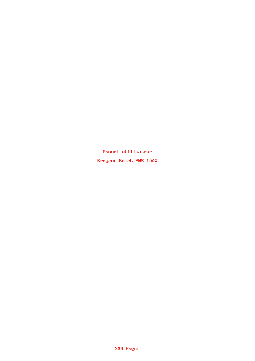 Page 1 de la notice Manuel utilisateur Bosch PWS 1900