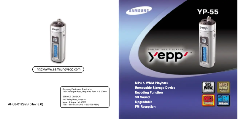 Page 1 de la notice Manuel utilisateur Samsung YP-55