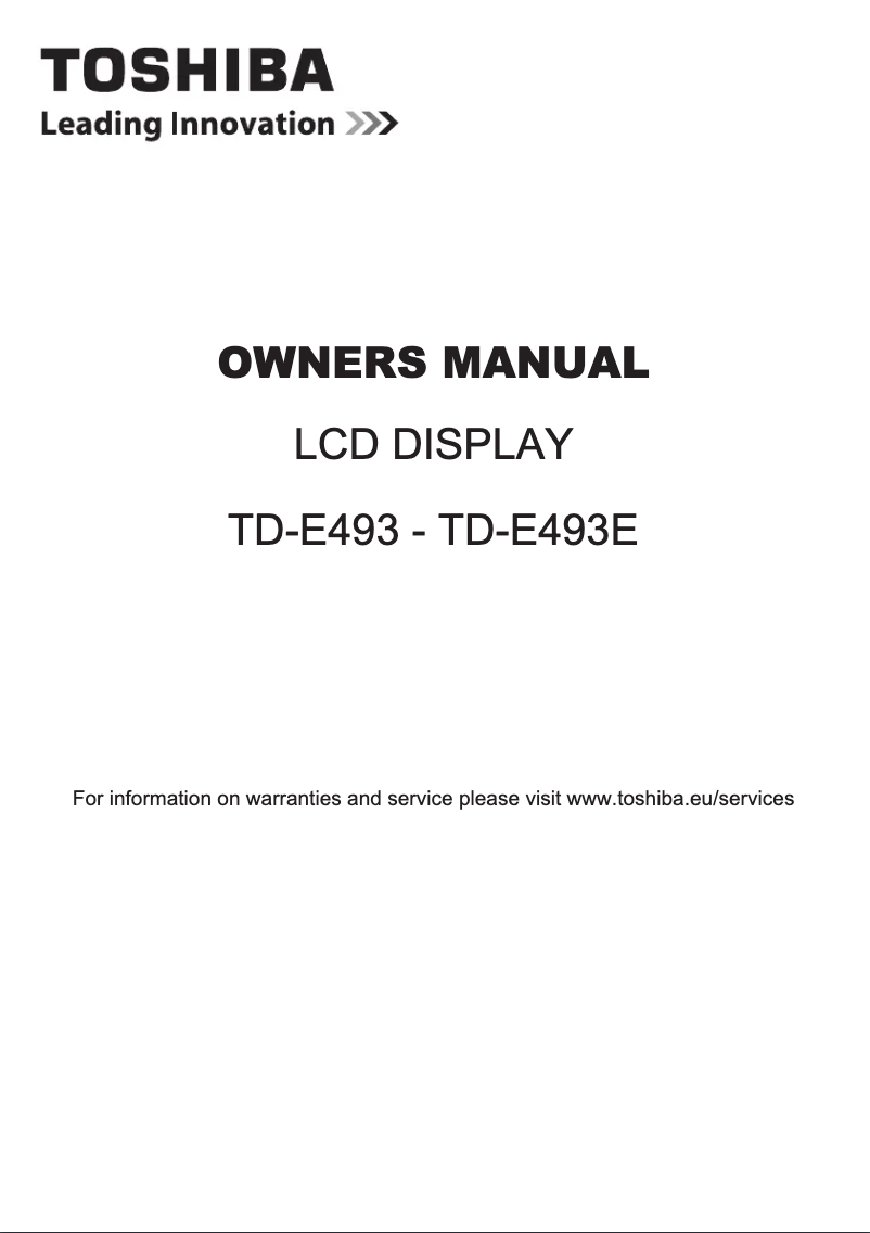 Page 1 de la notice Manuel utilisateur Toshiba TD-E493E