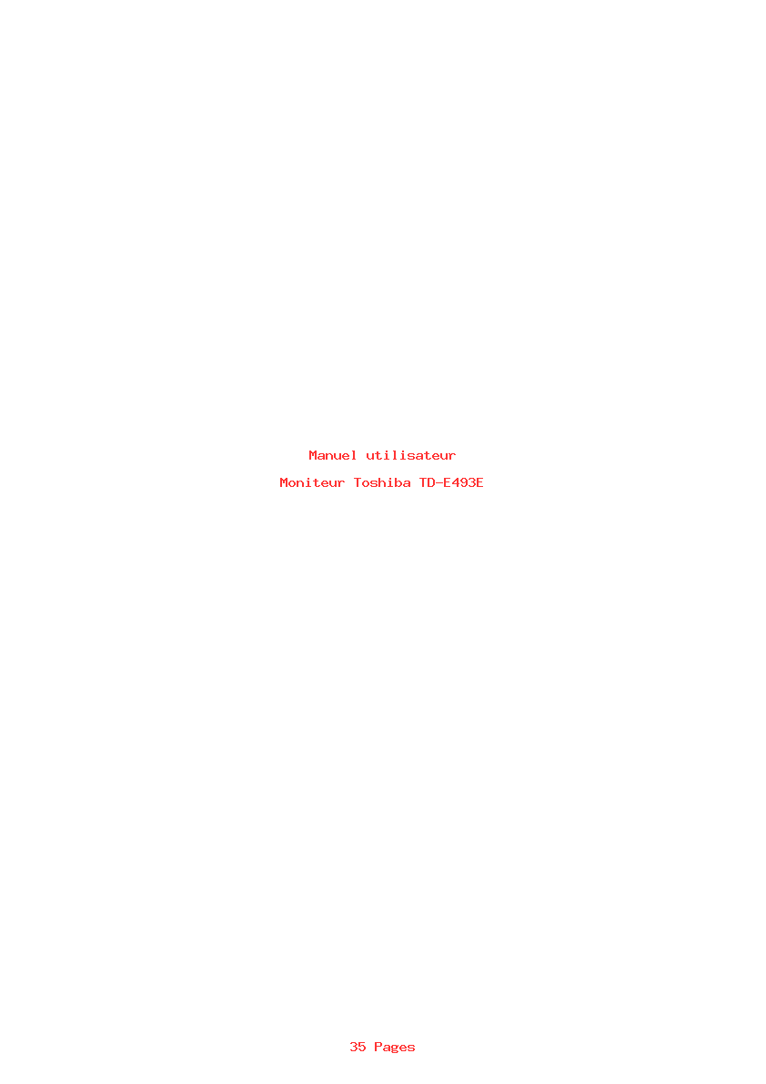 Page 1 de la notice Manuel utilisateur Toshiba TD-E493E